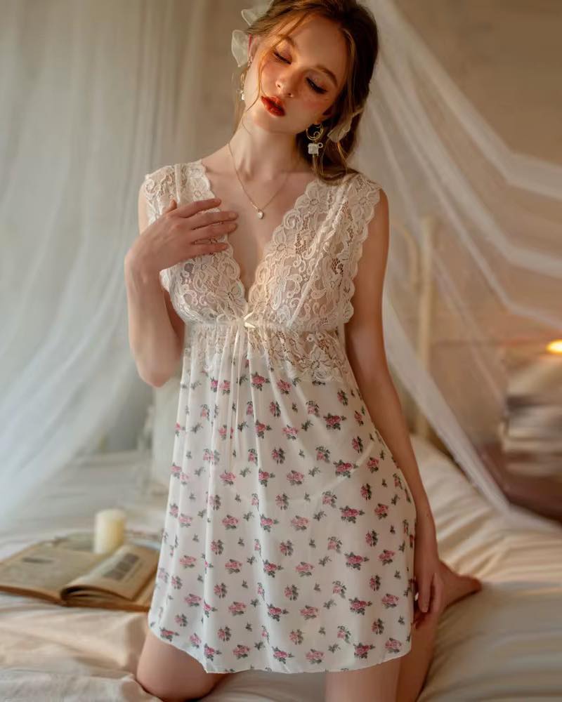 Soft Sleeveless Night Dress in White