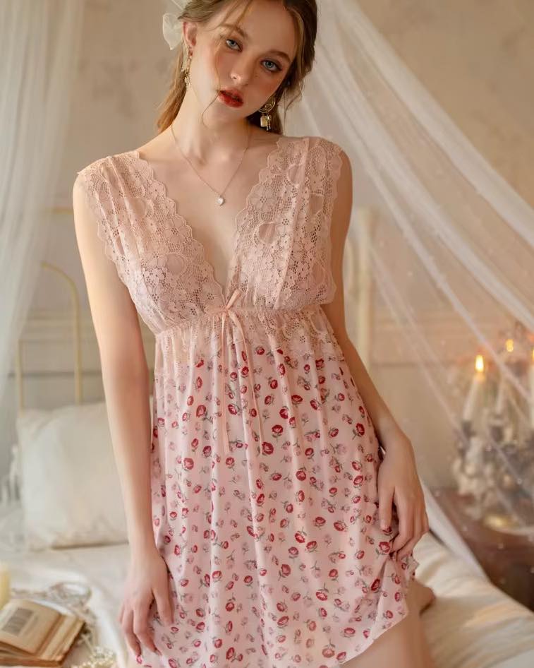 Soft Sleeveless Night Dress in Pink