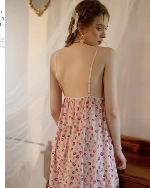 Floral Lace Nightdress Pink