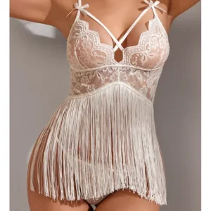 Sexy Elegant White Lace Lingerie Set Women Nightwear