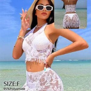 White Lace Beach Cover Up Set