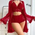Sexy Red Lace Bra Panty