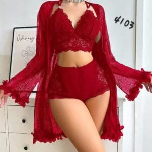 Sexy Red Lace Bra Panty