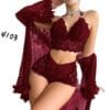 Maroon Floral Lace Nightwear