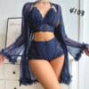 Navy Blue Floral Lace Nightwear