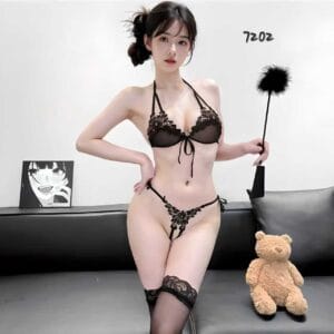 Black Mesh Bra Panty Nightwear