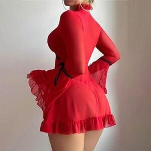 Sexy Red Mesh Babydoll Lingerie Set for Women Online