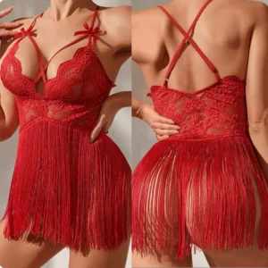 Women’s Sexy Red Lace Bodysuit Nightwear