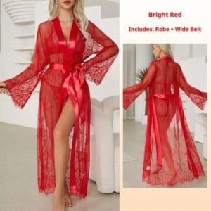 Red Mesh Lace Robe