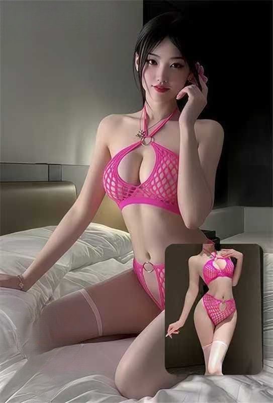Pink Fishnet Bra Panty Set For Women In Pakistan