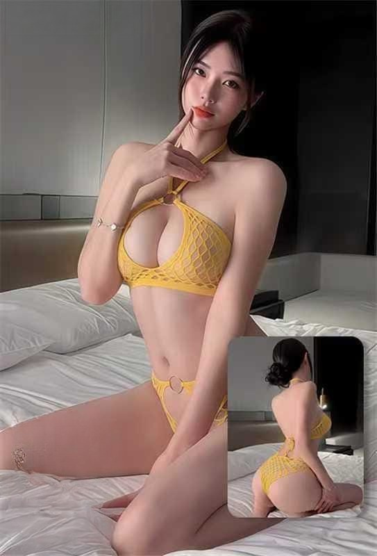 Yellow Net Bra Panty Set – Two Piece Lingerie in pakistan